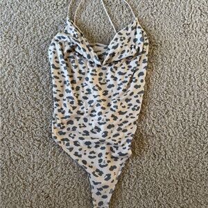 Abercrombie & Fitch Gray Animal Print bodysuit